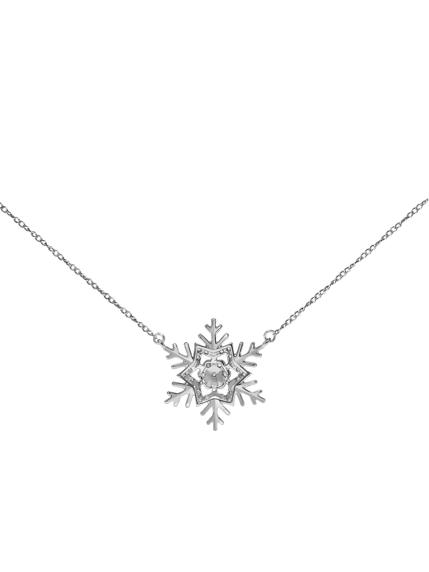 Blue & White Diamond Snowflake Necklace 14k White Gold 0.29ct - AZ3485